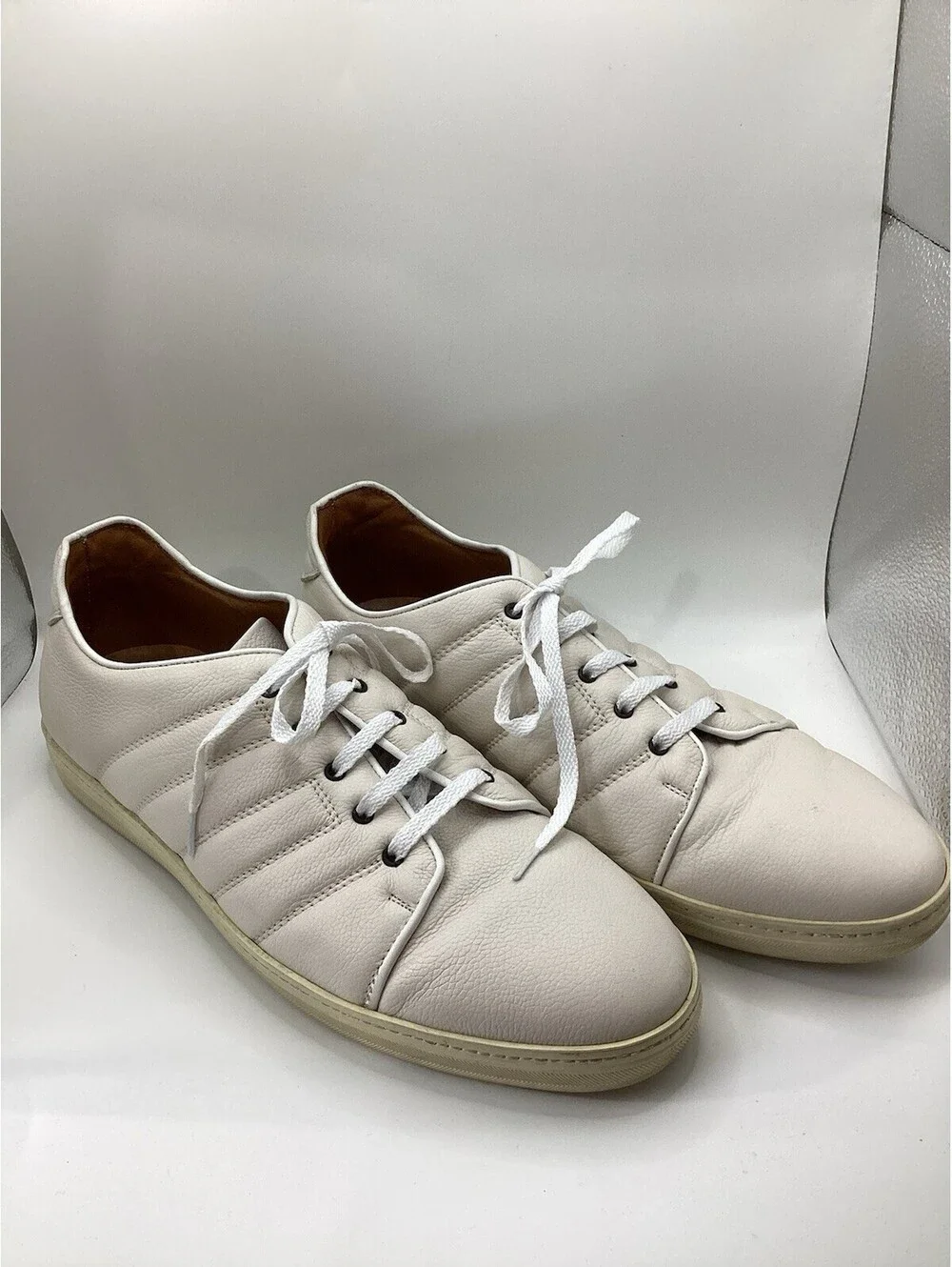 Mezzanine 1968 Men’s White Leather Lace Up Shoes Size 10.5M Made In Spain